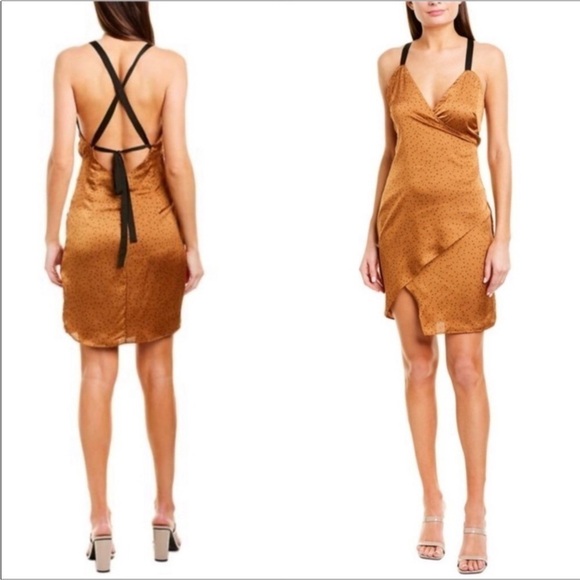 LèRumi Dresses & Skirts - LèRumi Gene Tan Spot Mini Dress NWT